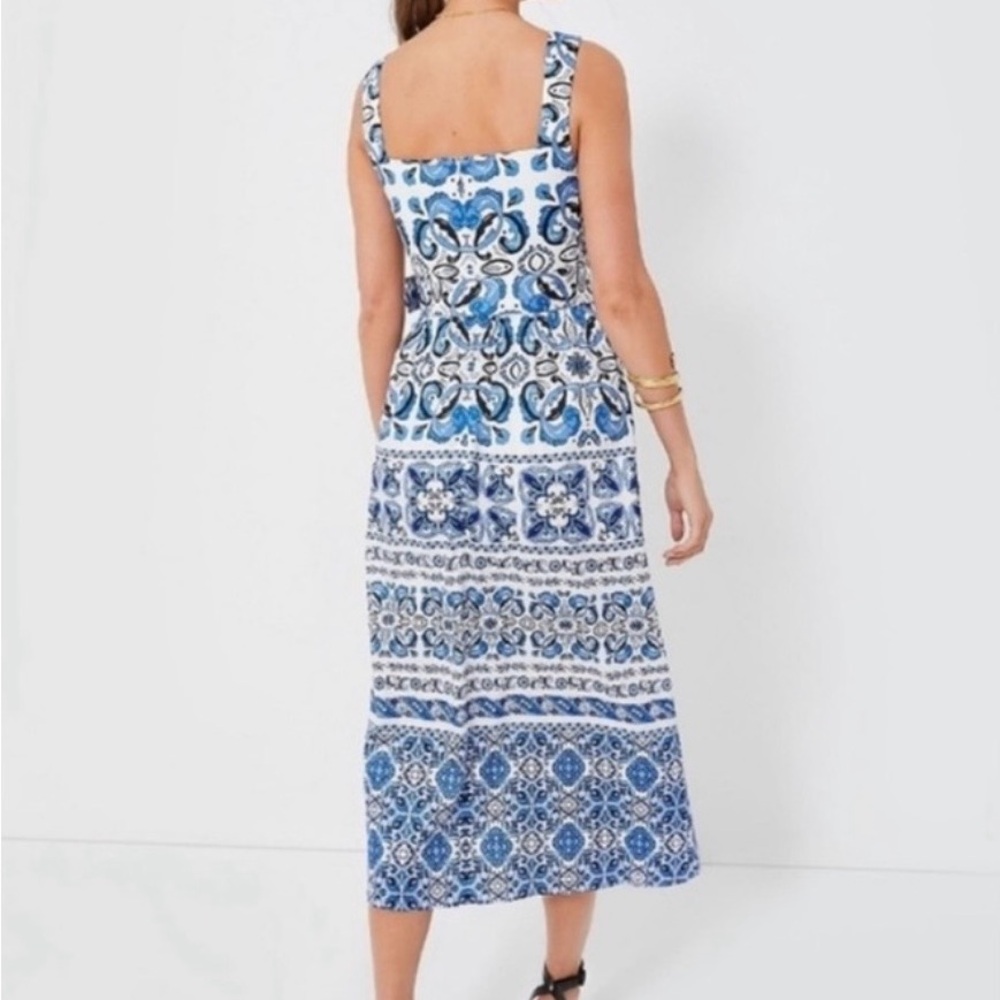 Tuckernuck White and Blue Printed Tiered Midi Dress - Picture 2 of 13